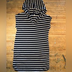 Navy and white Terry Cloth Hoodie Dress, Girl sized 12